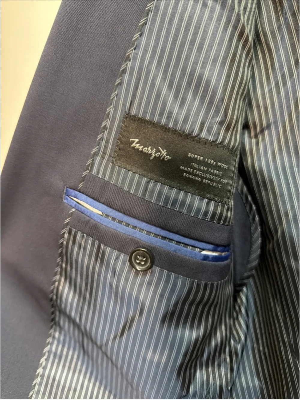 EUC MEN’S BANANA REPUBLIC SUIT BLAZER SIZE 38 REG 38R COAT BLUE MARZOTTO WOOL